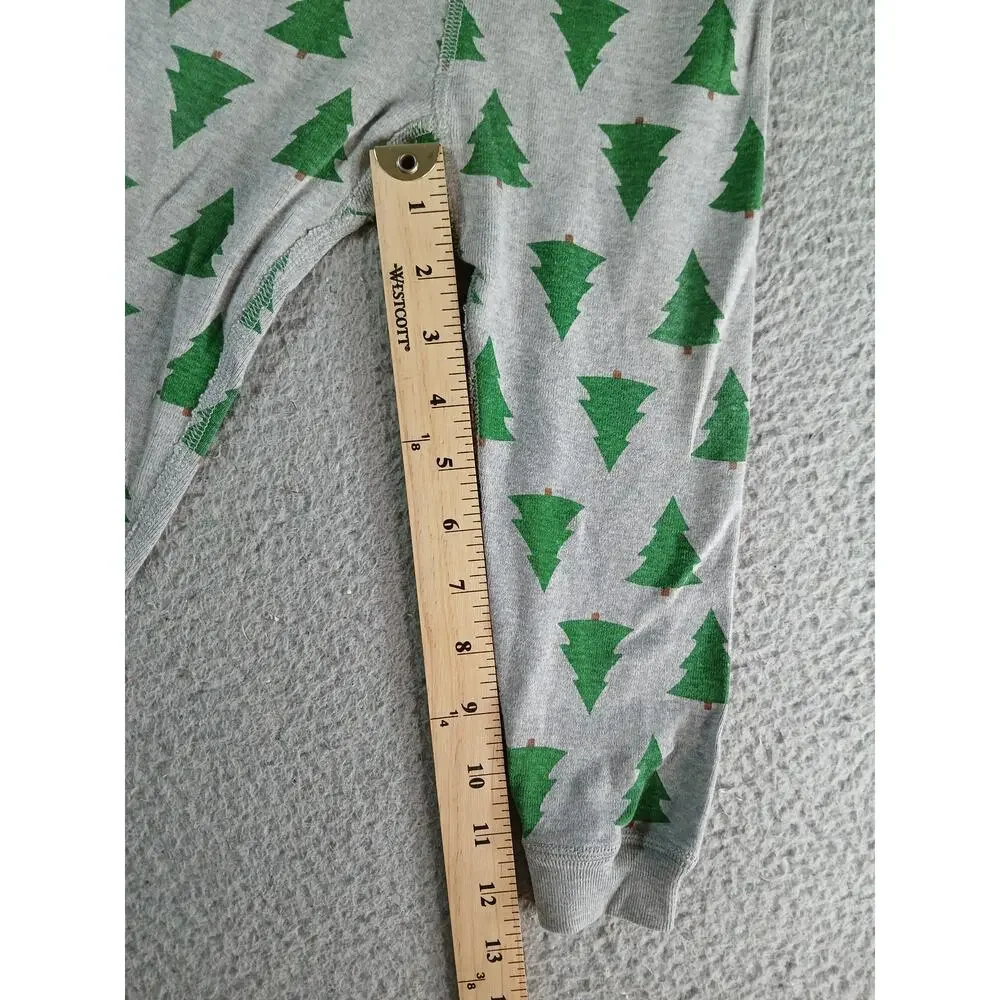 Hanna Andersson Pajamas Set 90 US 3T Gray Christmas Trees Winter Organic Cotton